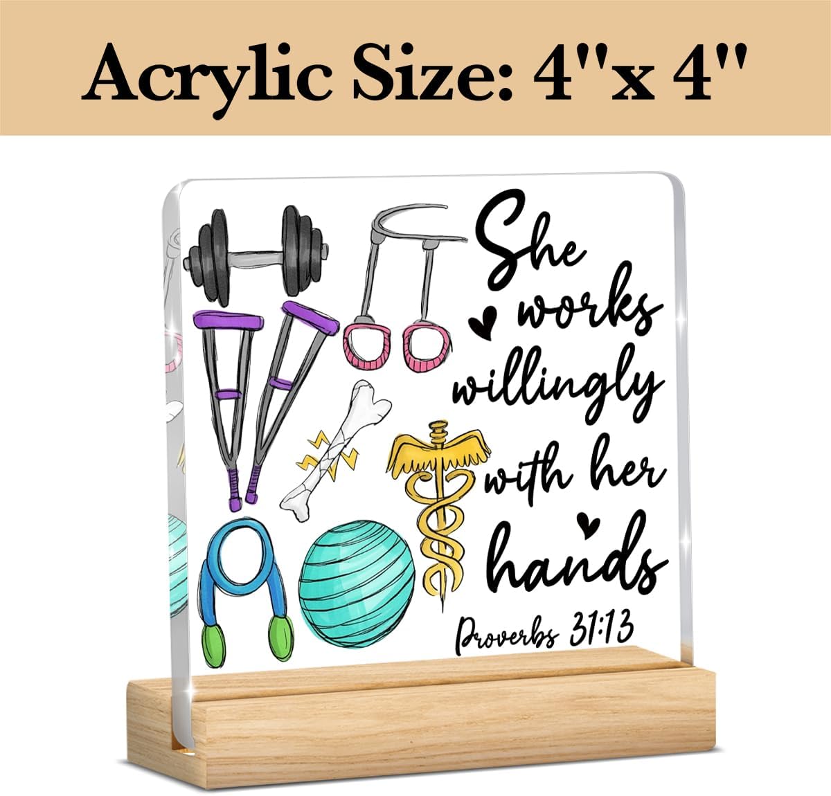 Physical Therapist Office Decor, Christian Desk Decor, Gift for Women Men Friends, Office Desk Accessories, Physical Therapist Gifts, Acrylic Sign for Thanksgiving Christmas Halloween Thank You Gifts - Image 2