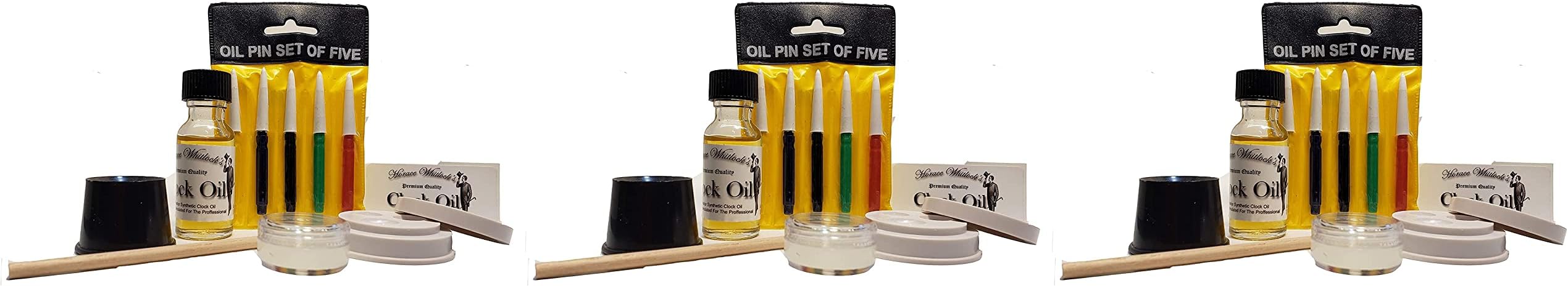 Horace Whitlock Clock Oil Kit: This kit Comes Complete to Clean and Oil Any Mechanical Clock; Including a downloadable, Easy to Follow Step by Step Instructions. (1, Three Pack)