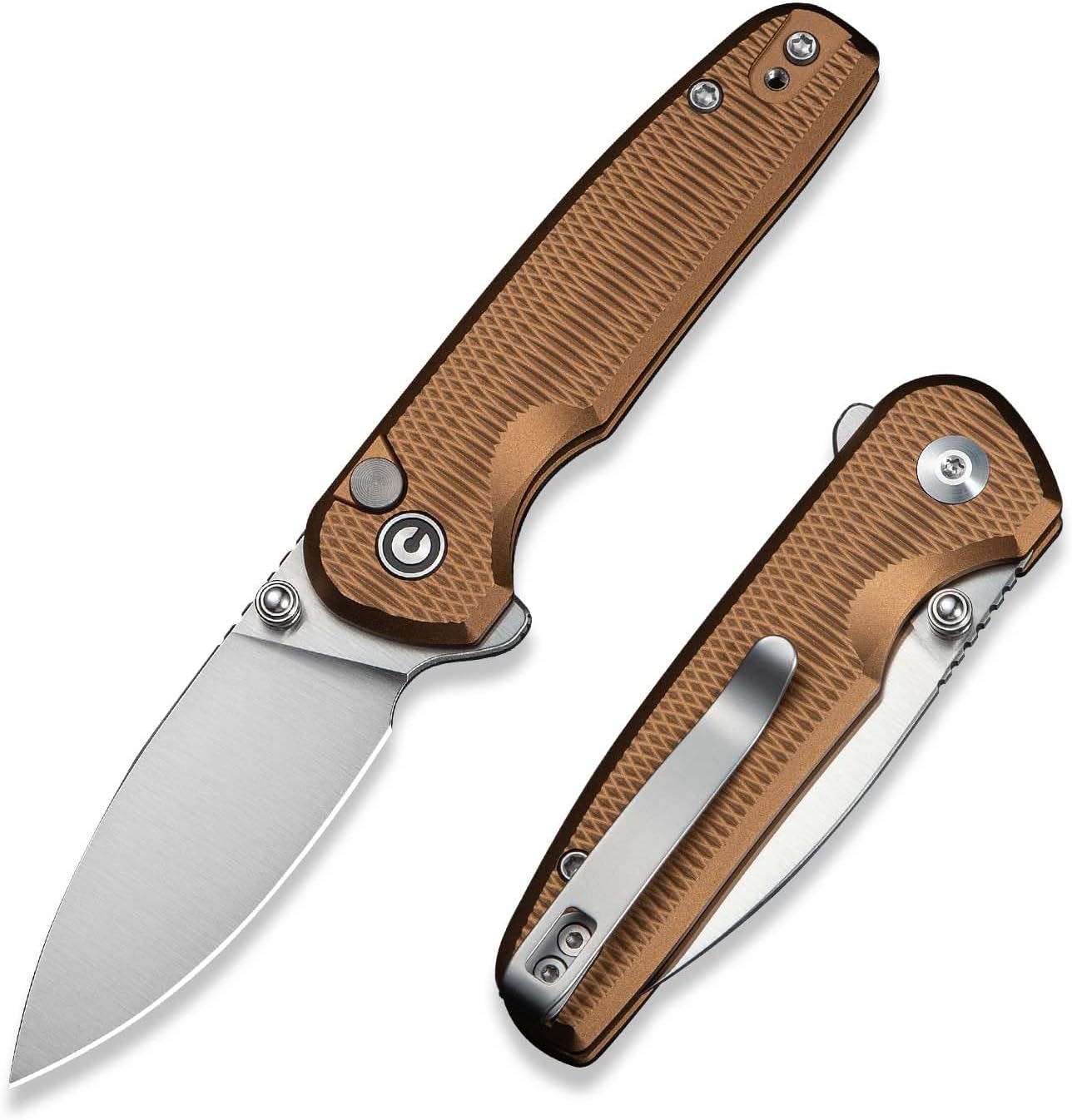 CIVIVI Mini Shakan Pocket Knife for EDC, Small Folding Knife with 2.48" Nitro-V Blade Aluminum Handle, Reversible Deep-Carry Clip C20052F-3