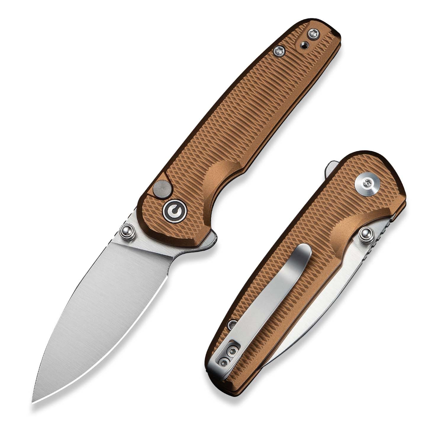 CIVIVI Mini Shakan Pocket Knife for EDC, Small Folding Knife with 2.48" Nitro-V Blade Aluminum Handle, Reversible Deep-Carry Clip C20052F-3
