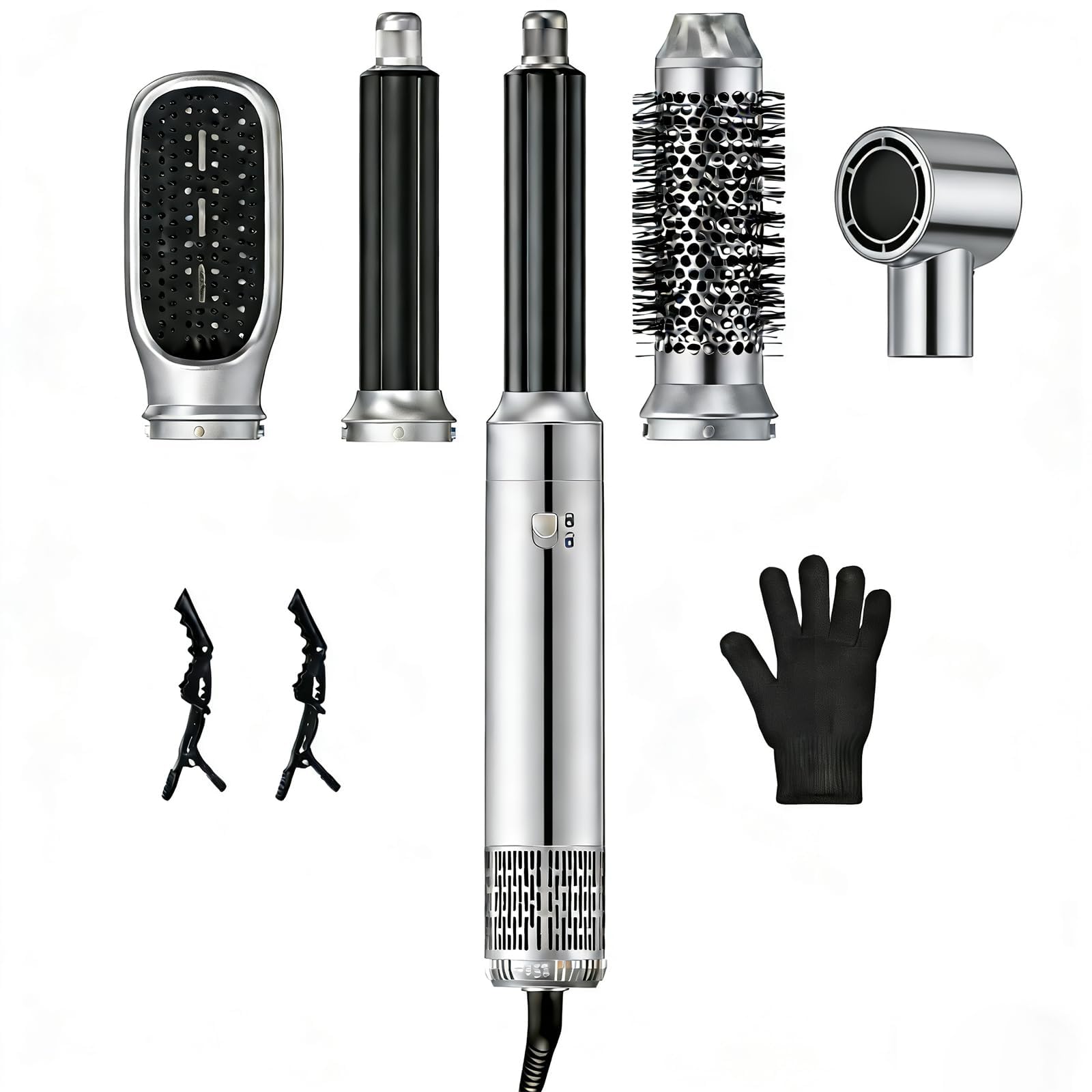 Styler per capelli 5 in 1, asciugacapelli agli ioni, multiuso, spazzola ad aria calda professionale, ferro arricciacapelli automatico, piastra per capelli, per styling, volumizzazione, arricciatura