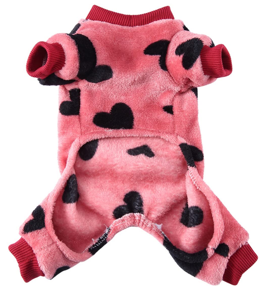 XIAOYU Winter Warm Dog Pajamas Dog Jumpsuit 4 Legs Pet Apparel Cat Onesie Pjs for Small Dog Cat Apparel Outfits Red, M - Image 2