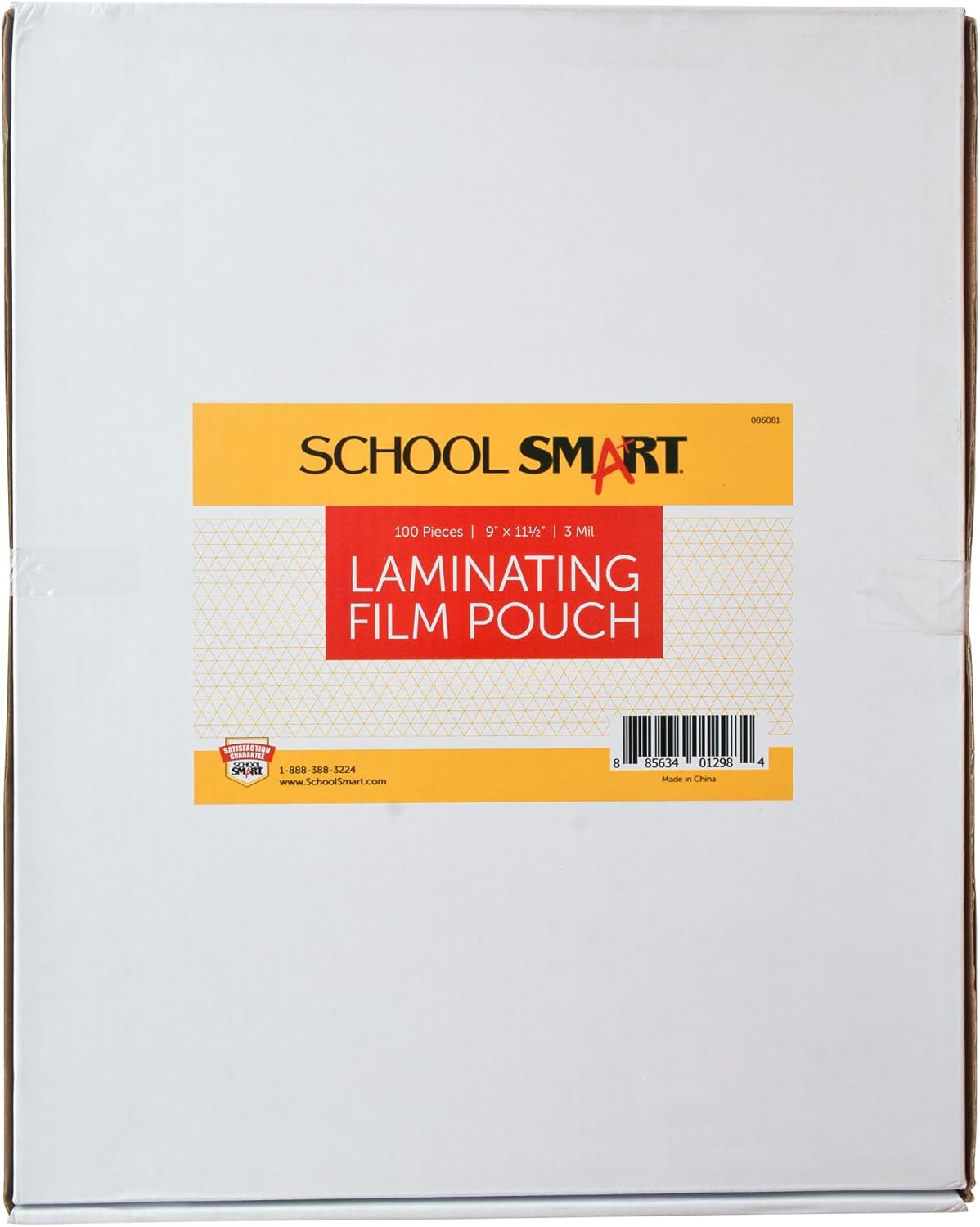 School Smart Laminating Pouches, 9 x 11-1/2 Inches, 3 mil Thick, Pack of 100 - 086081