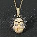 BOMJJOR Rick Pendant Necklace Character Micro-encrusted Zircon Hip Hop Rick Chain Necklace (Gold)