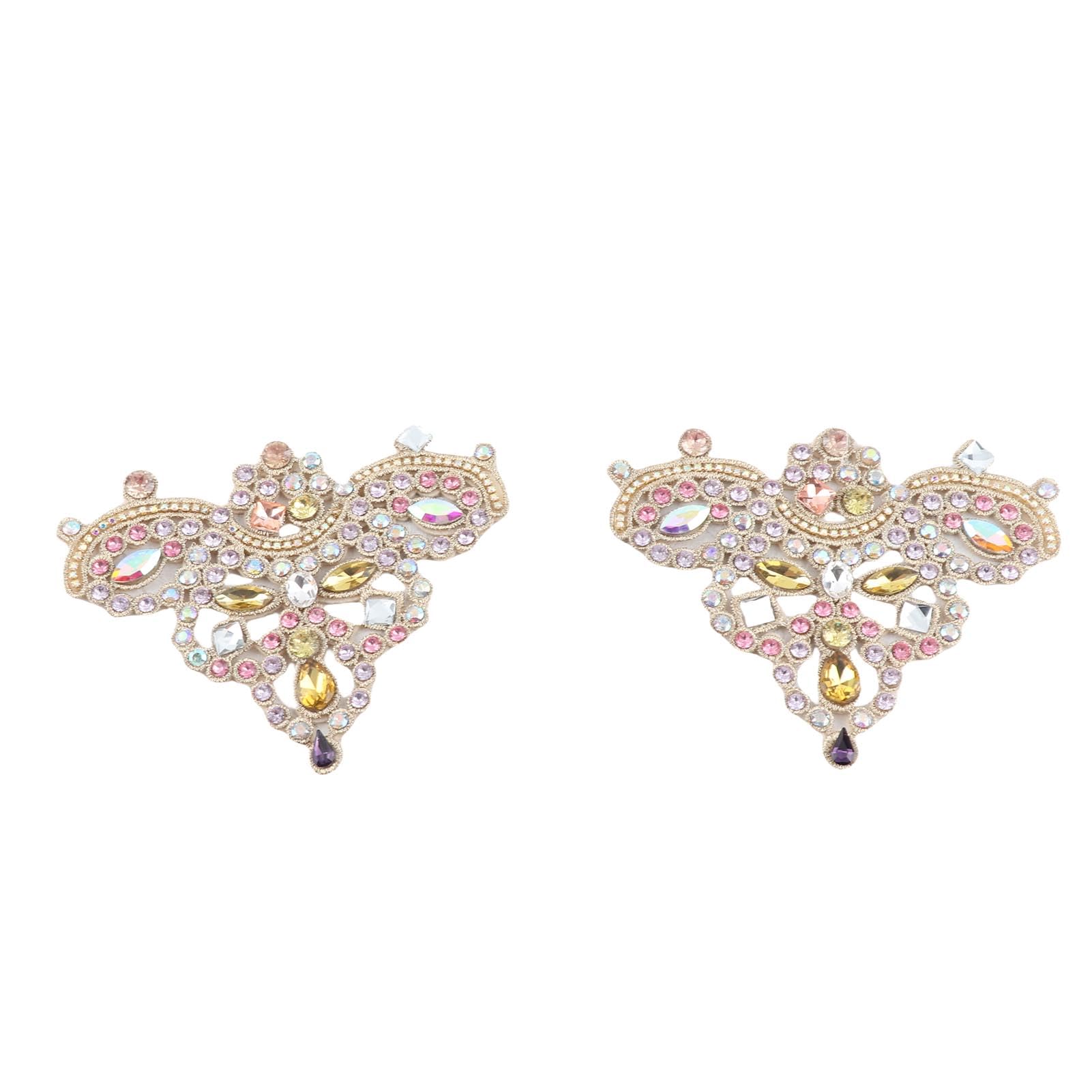 2pcs Rhinestone Appliques – Sew-On Crystal & Faux Pearl Patches For Clothes, Bags, Shoes (Purple)