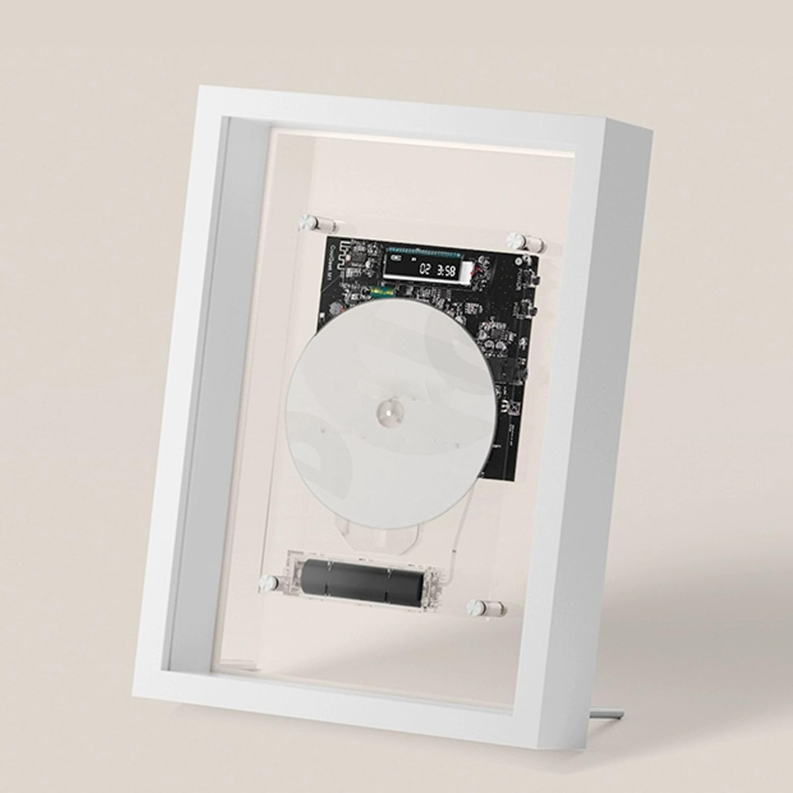 Wall Mountable CD Player with Remote Control, Bluetooth 5.0, AUX Output, and Decorative Photo Frame for Home and Office Wall Decor