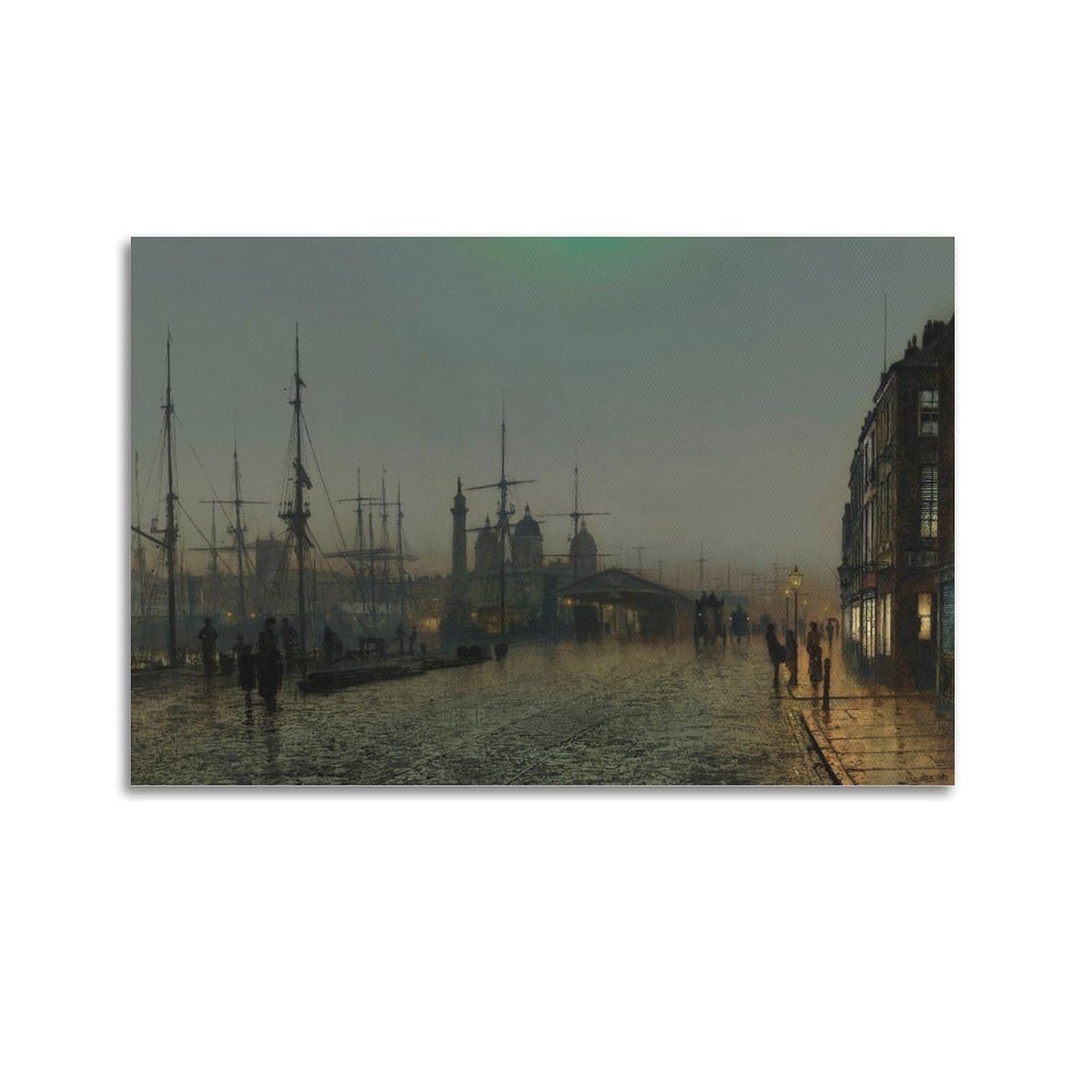 YMXSDIMDS Hull Docks At Night by John Atkinson Grimshaw Painting Poster Canvas And Wall Art Picture Print Modern Family Bedroom Decors 08x12inch(20x30cm)