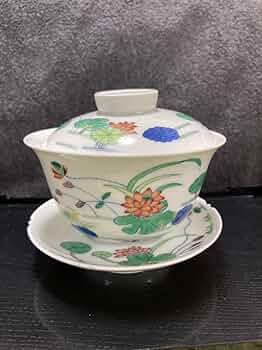 Amazon.co.jp: 台湾 蔡曉芳 暁芳窯 蓋碗 闘彩 豆彩 蓮紋 茶碗