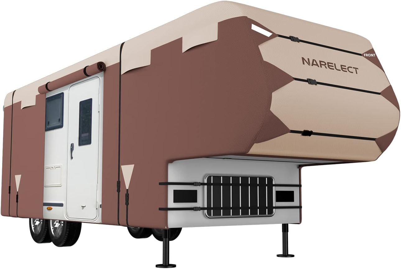 Cubierta de caravana de 5 rueda, resistente al viento, para caravana de 34 a 37 pies con 6 parches adhesivos de reparación de cubierta de canalón,