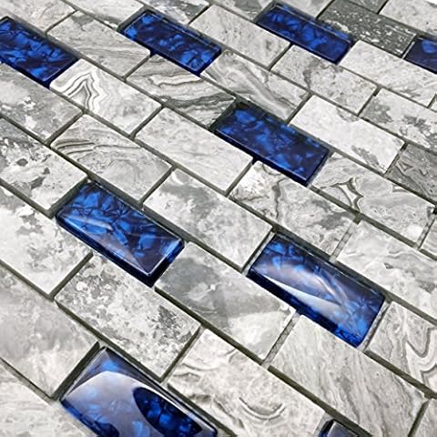 Hominter Navy Blue and Gray Marble Mosaic Tile Cover