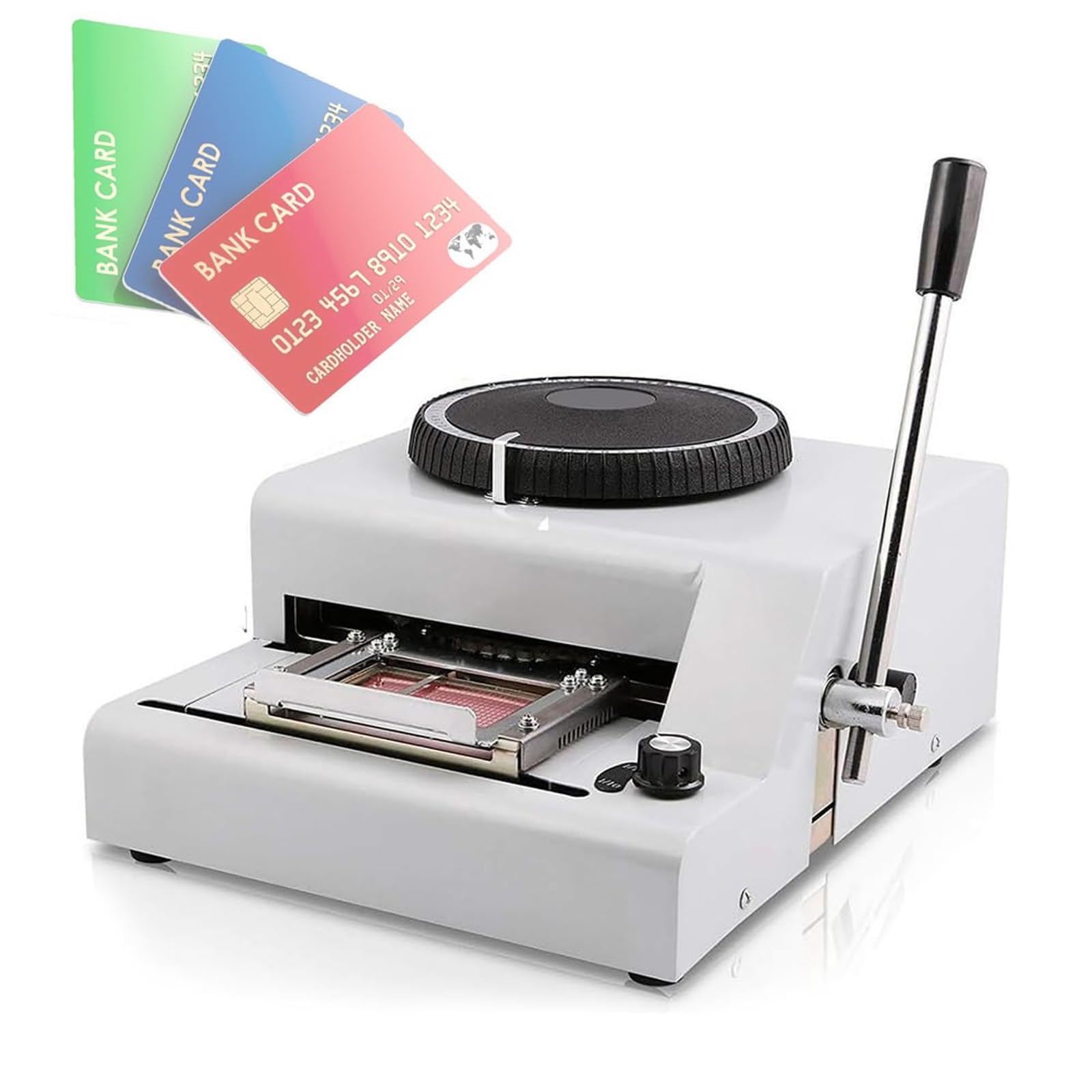 ALDNMBR Pvc Card Embosser, 72 Character Manual Embossing Machine, Zinc Alloy Characters, Durable Clear Marking, With Daisy Dial Spacing Knob, For Credit Vip Id Membership Cards