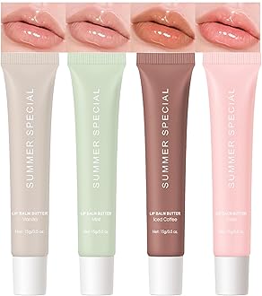 CHIFURE Summer Lip Balm Butter,Nourishing Lip Gloss Balm Set,Long-lasting Non-Sticky Lip Care with Natural Ingredients,Shea & Olive Butter,Soothes Softens Dry Lips,0.5 Oz(4pcs)