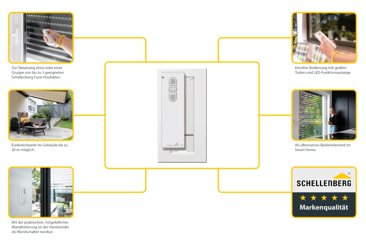 Schellenberg 20015 Smart Home radiowy nadajnik ręczny 1-kanałowy 868,4 MHz biały pilot zdalnego sterowania