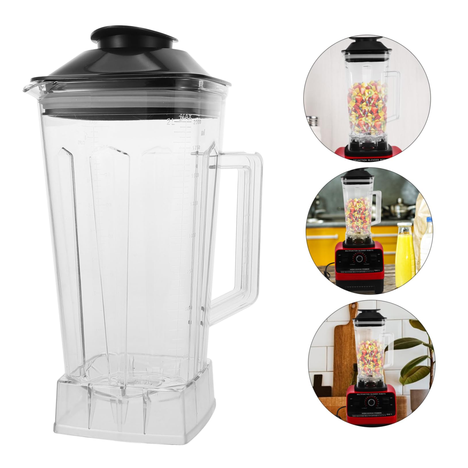 Brocca di Ricambio per Frullatore in Plastica Riutilizzabile da 2l con Coperchio, Facile da Installare per Smoothie e Bevande