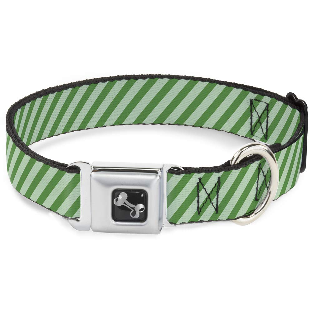 Collier chien os rayures vertes pastel Buckle Down taille M pour balades stylées
