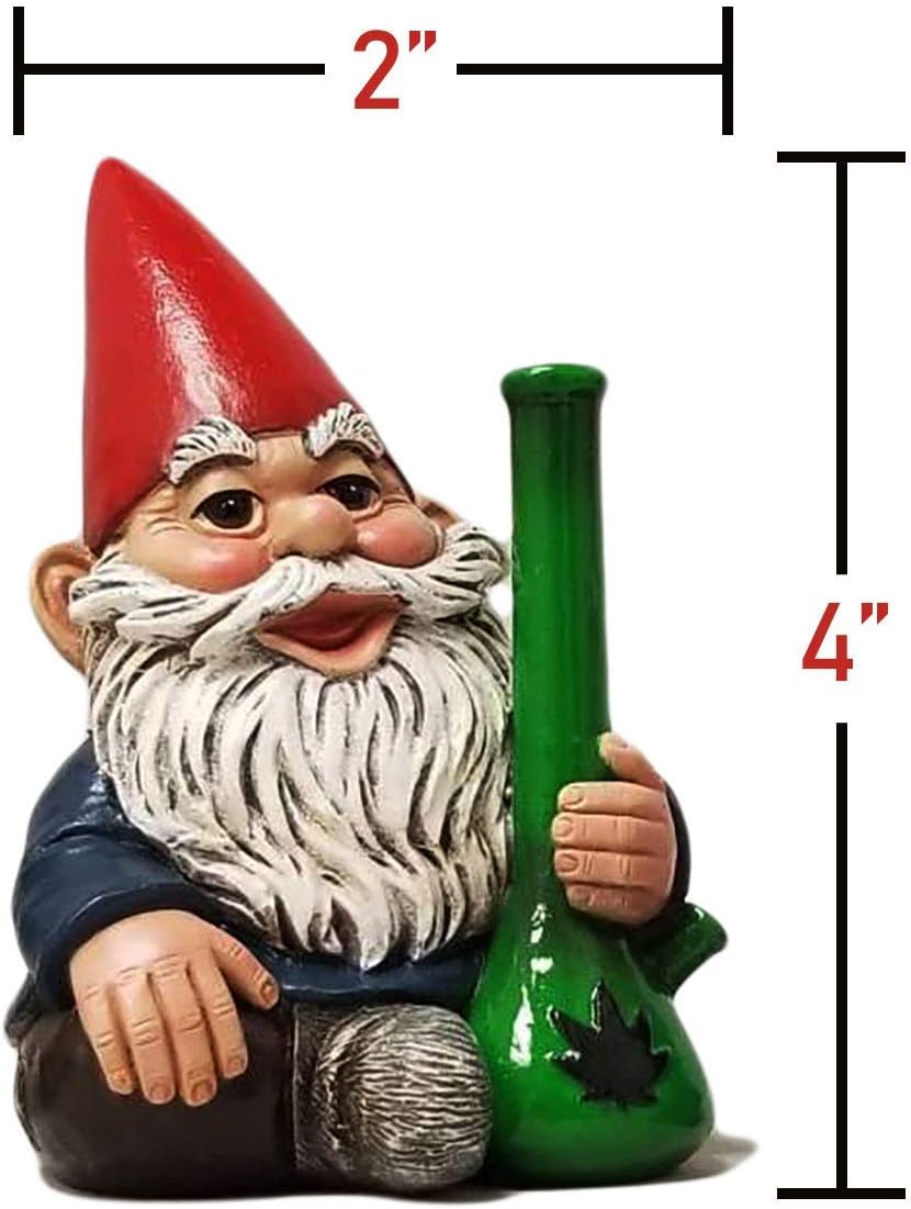 DWK 4" Happy Time Bunch Set of Four (4) Mini Gnomes with Bong Wine Beer and Pipe Party Favor Figurine Decor for Home and Office