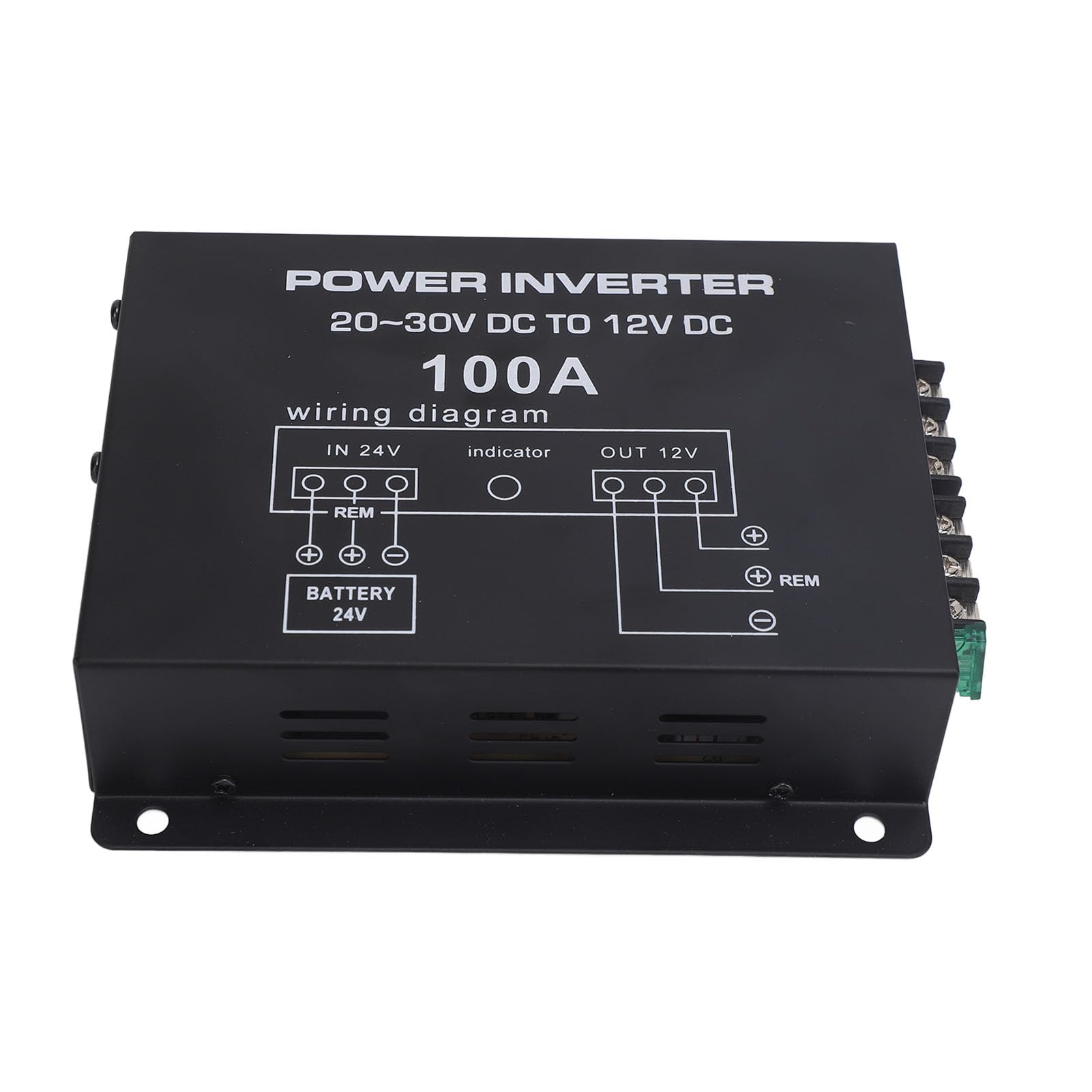 Akozon Convertidor Reductor de Voltaje Reductor de 24V a 12V con Control de Temperatura para Automóviles, Camiones, SUV (100A)