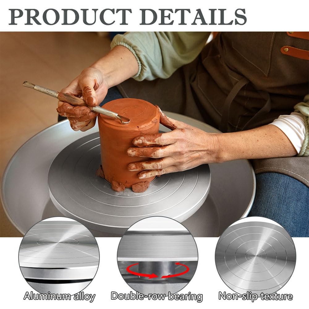 Plato Giratorio Cerámica 25 cm Disco Giratorio Ceramica Rueda de Escultura Plato giratorio Arcilla de Aleación de Aluminio Herramientas Bricolaje Torno Alfarero para Arcilla Cerámica Escultura
