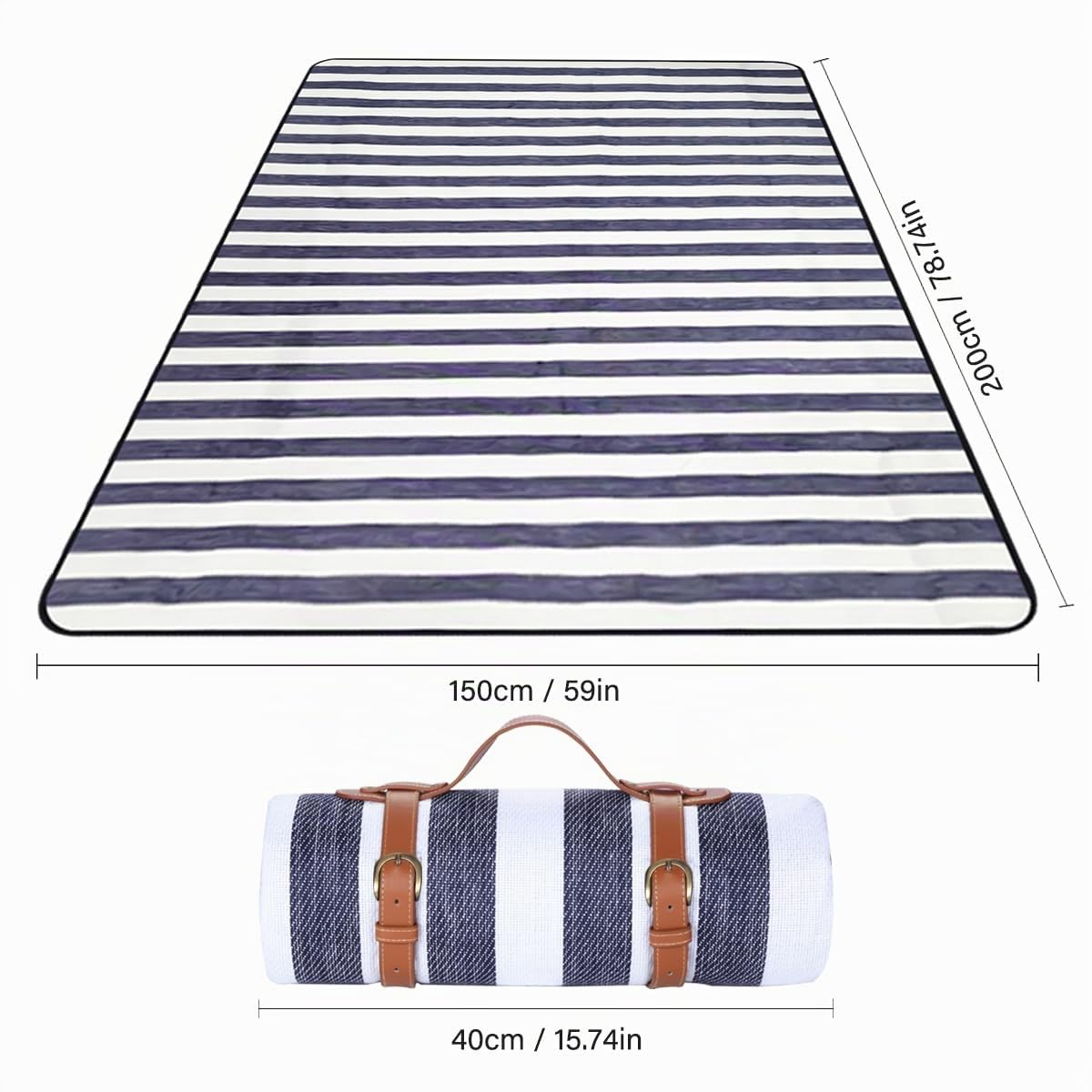 Manta de Picnic 150 x 200 cm,Impermeable Manta de Playa portátil, Manta de Camping Aislada a Prueba de Arena con Asa de Transporte, Perfecta para Picnic/Al Aire Libre/Camping/Playa/Parque