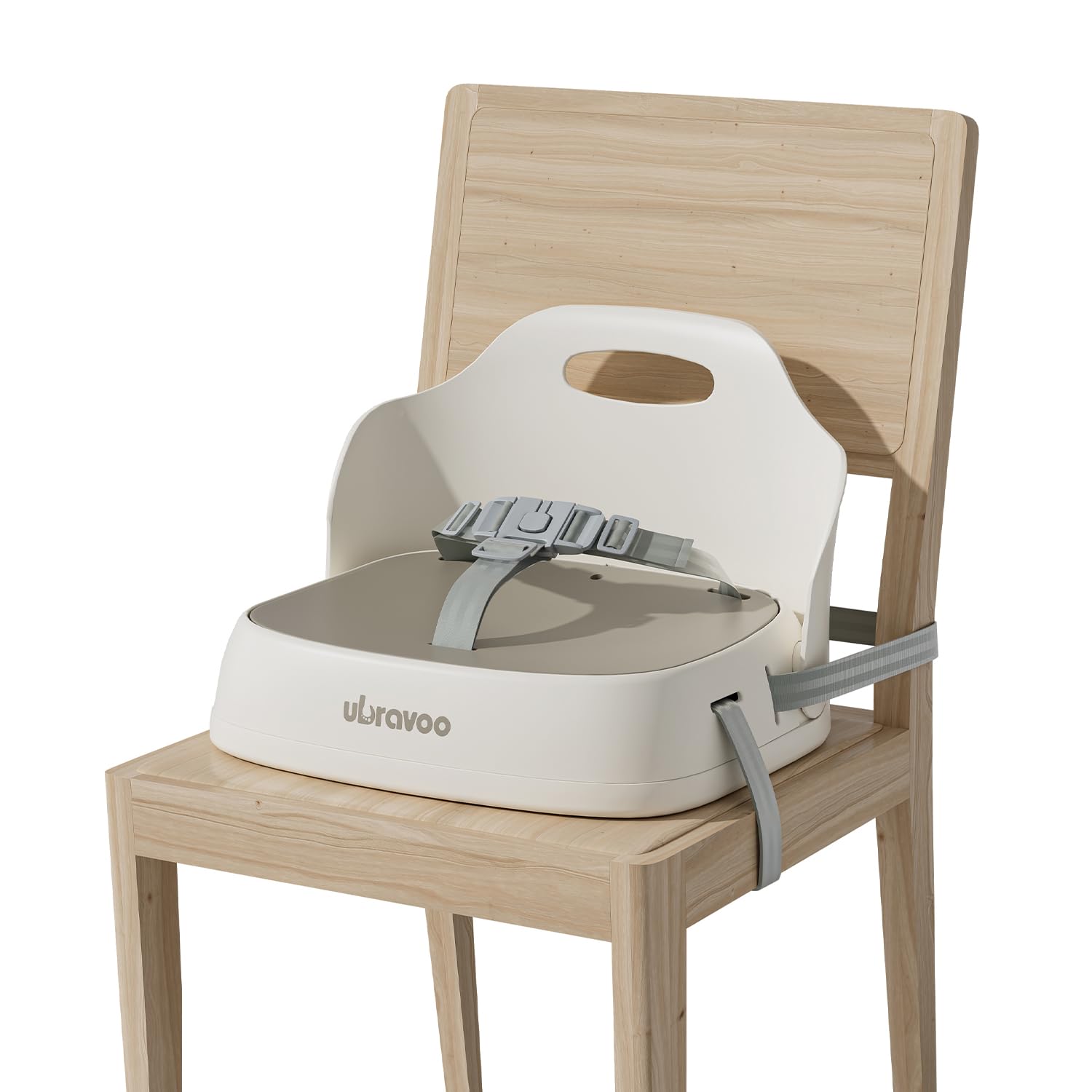 UBRAVOO Portable Booster Seat for Dining, Travel High Chair with 3-Point Harness and 2 Adjustable Straps, Washable Baby Food Chairs 6 Months Plus Sitting Up (Khaki)