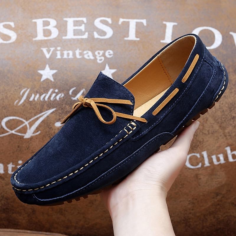 Loafers for Men Round Toe Leather Boat Shoes Flat Heel Lightweight Anti-Slip Party Fashion Slip-on4
