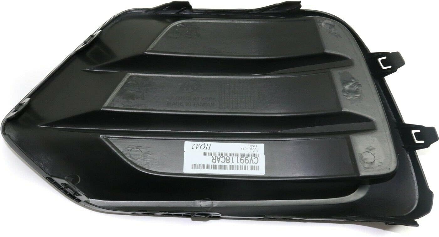 DAT AUTO PARTS Front Right Passenger Side Fog Light Hole Cover Trim Lamp Molding Bumper Insert Replacement For 2017-2022 Chevrolet Chevy Trax Black Textured Plastic GM1039226 42537708