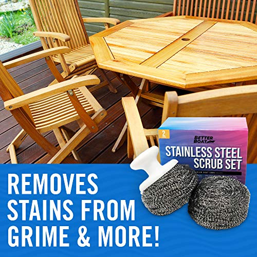Image of Stainless Steel Scrubber Set, Marine Grade Steel Wool Scouring Pads Scrub