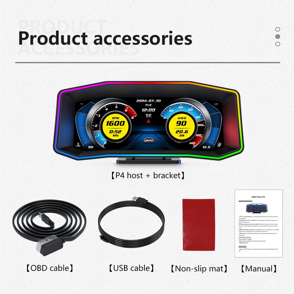 KAOLALI Heads Up Display Auto, Sistema Duale OBD2 e GPS, 6.2 Pollici, Unità MPH e KM/H Modificabili, Temperatura del Olio, Bussola, Avvisi Intelligenti per la Majoranza dei Veicoli Successivi al 2008