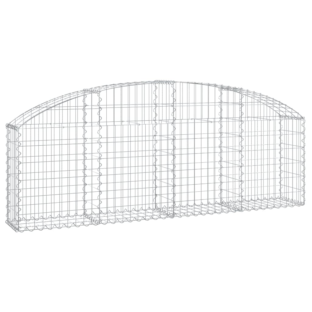Yngbhfnop Silver Arched Gabion Basket 200X30x60/80 Cm Galvanised Iron Wire Mesh Garden Decorative Retaining Wall Sound Barrier Corrosion Resistant Stone Cage For Outdoor Landscaping Patio Backyard Yard Fence