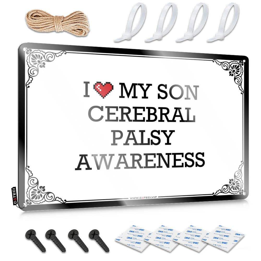 Fzfn Colour Funny House Decor Waterproof Cool Wall Decor | I Love My Son Cerebral Palsy Awareness Handmade For Hallway Living Room(20X30cm)