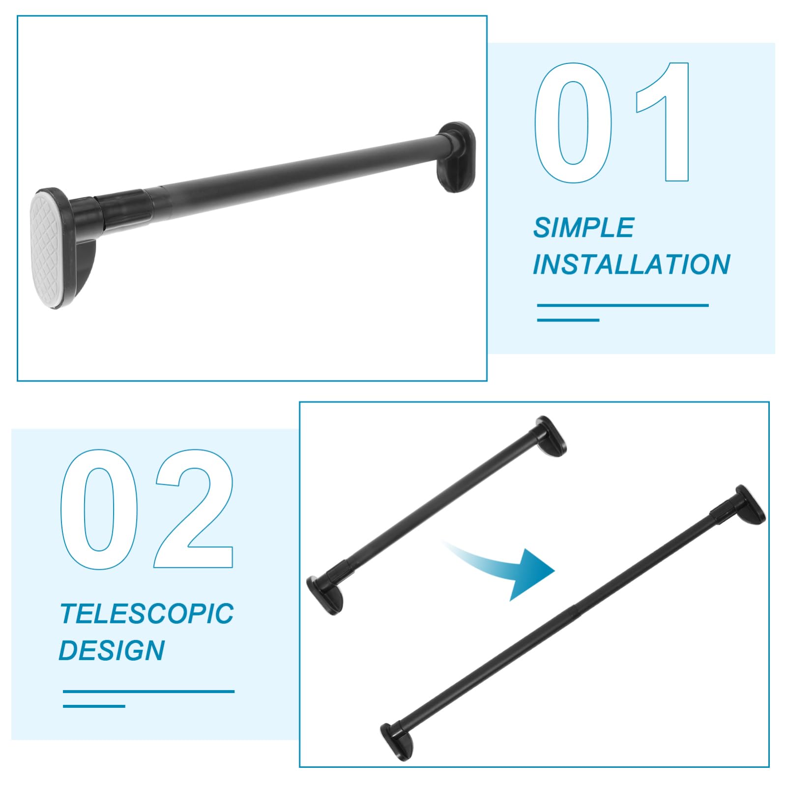 Cabilock Expandable Hanging Rod Blackout Curtain Rod Telescoping Closet Wall Mount Material