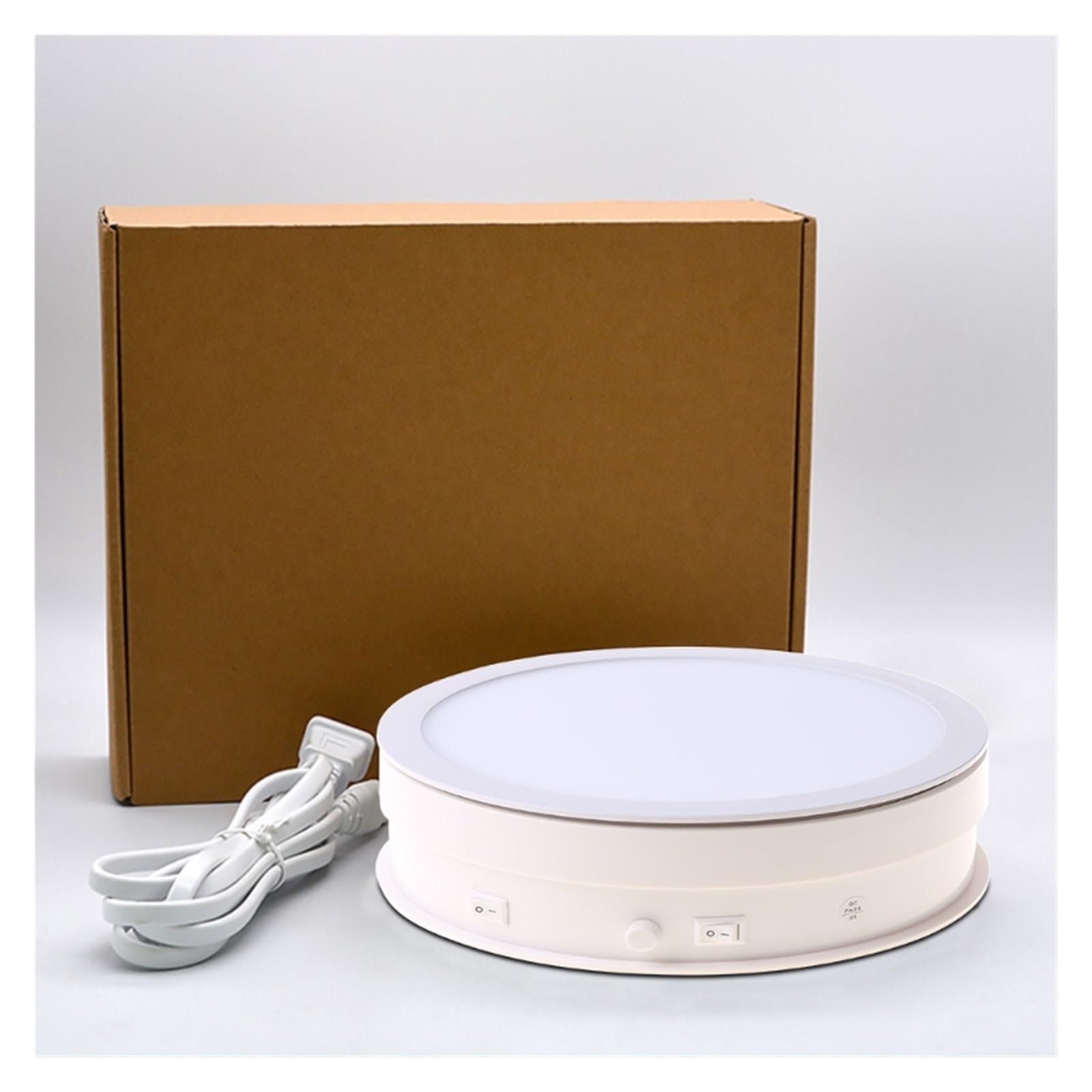 Gramofon, Gramofon, Elektryczna Lampa LED, Elektrycznie Obracany Stojak, Automatycznie Obracająca Się Podstawa Gramofonu dla biżuterii(White,30cm)
