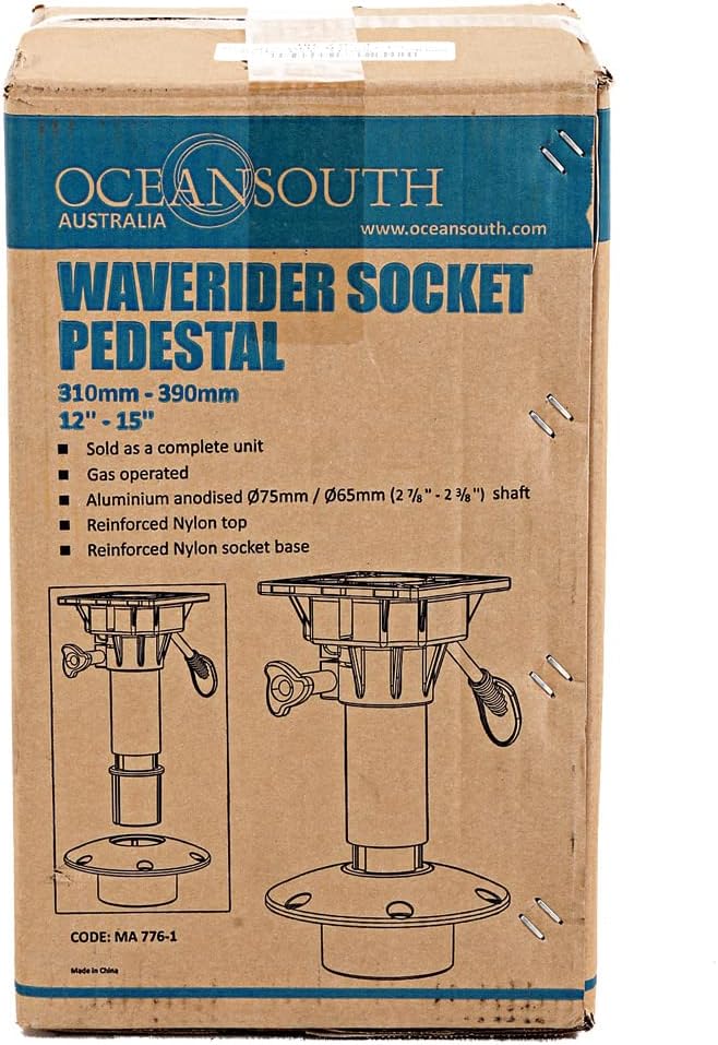 Oceansouth Waverider Socket Pedestal – Flat Base 12" -15" boat seat pedestal mount post base swivel boats jon seats bass fishing chair socket removable.