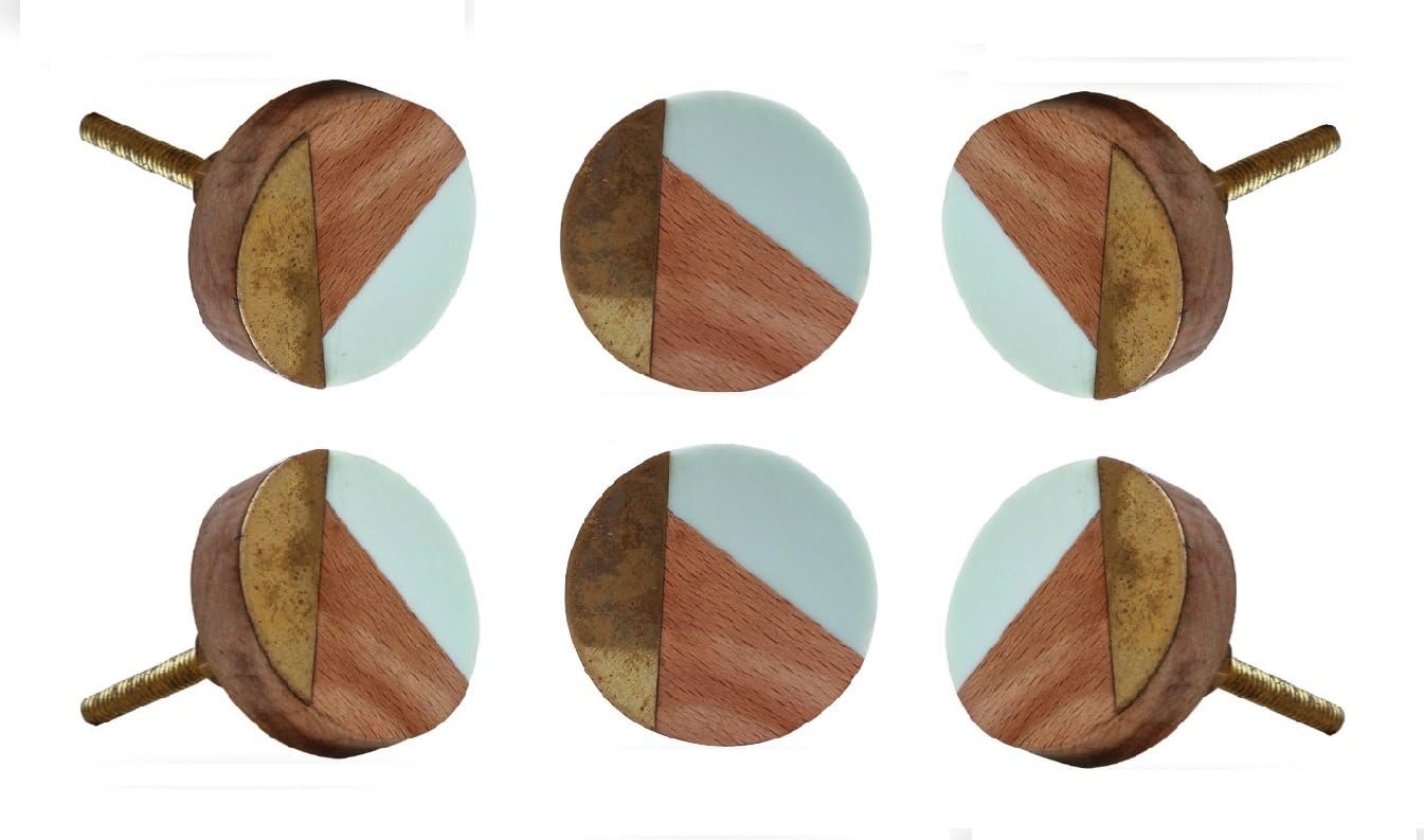 TRINCA-FERRO Set of 6 Door Knobs Interior/Exterior Knobs for Drawer Pull Cabinet Dresser Drawers Decorative Modern Ceramic Knobs for Kitchen Bedroom Bathroom : Light Blue