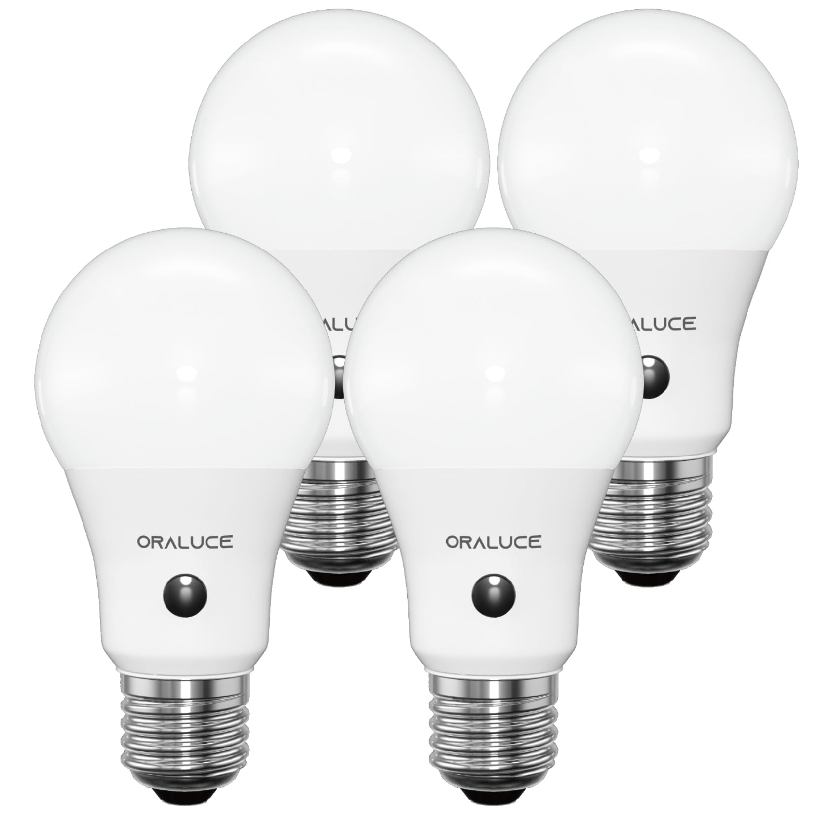 ORALUCE Dusk to Dawn LED Outdoor Light Bulb Cool White 6500K A19 Automatic Light Bulbs for Outside 60