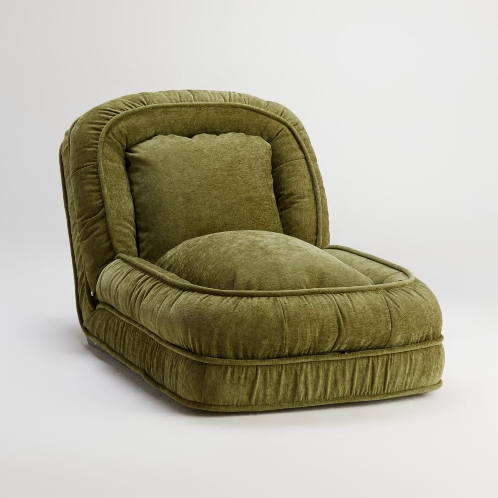 Foldable Lazy Sofa Bed Floor Chair - Adjustable Human Dog Bed for Adults Kids Floor Seats - Cozy Small Couch for Home Living Room (Green)