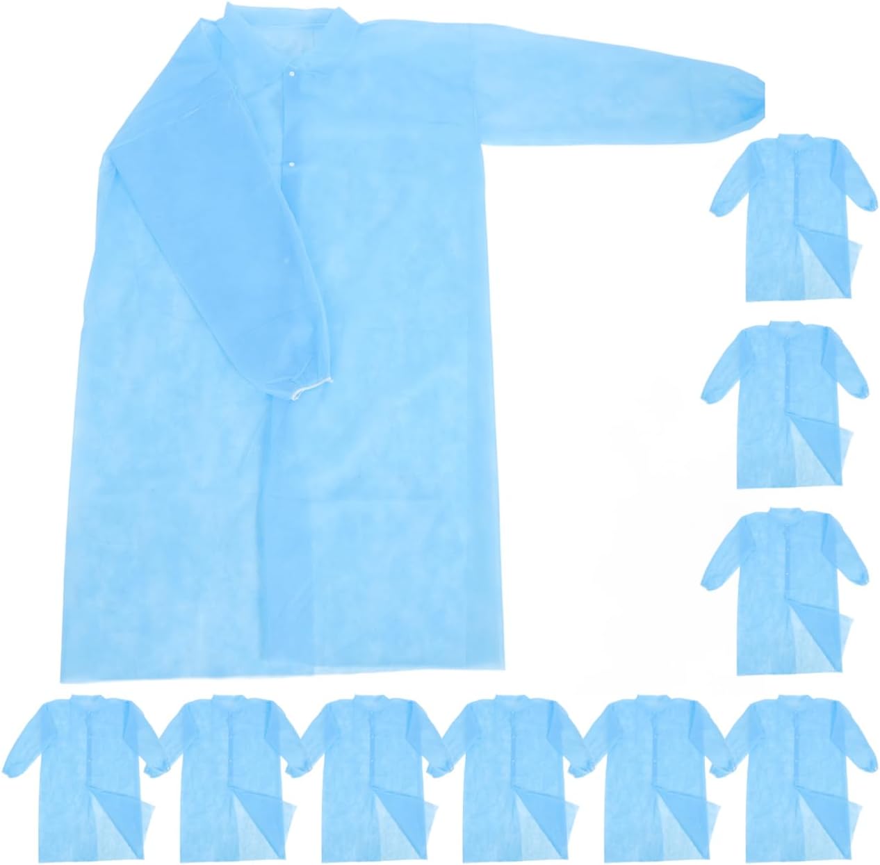 MAGICLULU 10pcs Disposable Lab Coats Men Women Lab Coats Lightweight Non-woven Protective Suit