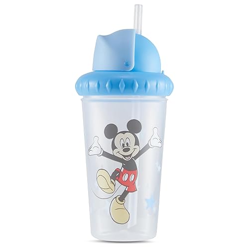 Miniatura 3 de Disney Vasos para sorber para niños y niñas  Paquete de dos vasos para sorber de 10 onzas con popote y tapa, botella de agua de viaje duradera a