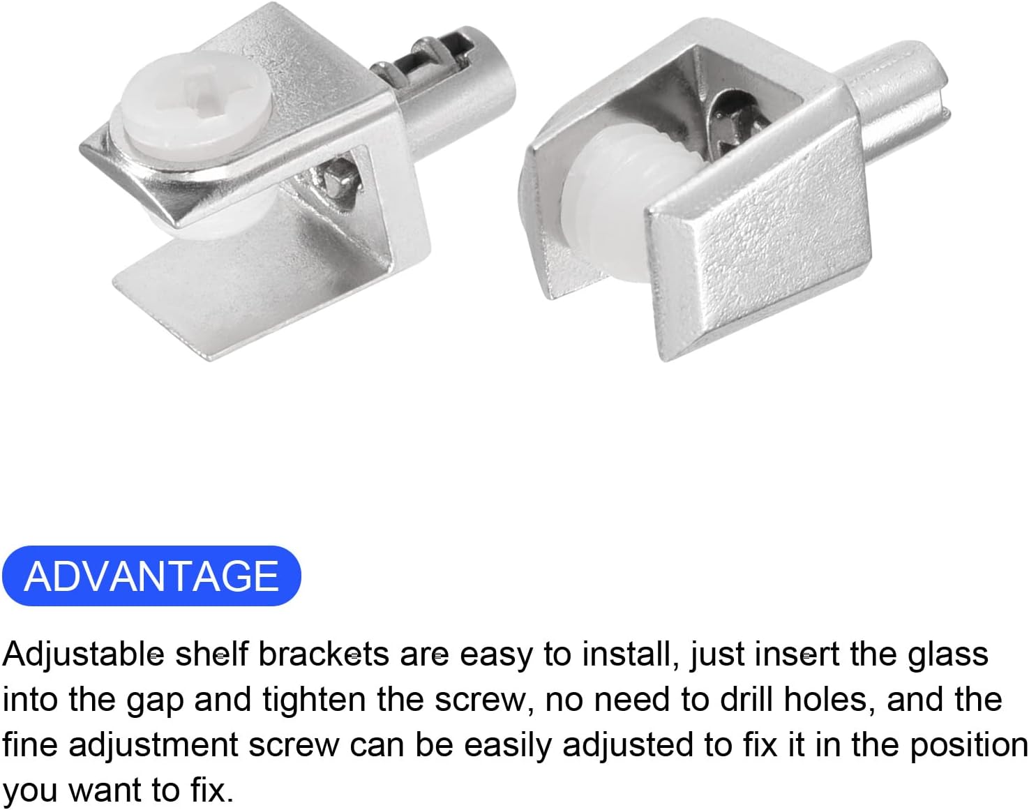 METALLIXITY Glass Shelf Holder (for 5-8mm Thickness) 10Pcs, Zinc Alloy Adjustable Glass Clips Clamp - for Furniture Repair, Bedroom, Silver Tone