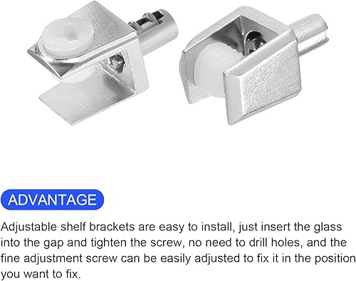 Miniatura 4 de METALLIXITY Soporte para estante de vidrio (para 0.197-0.315 in de grosor), 10 unidades, abrazadera de clips de vidrio ajustables de aleación de