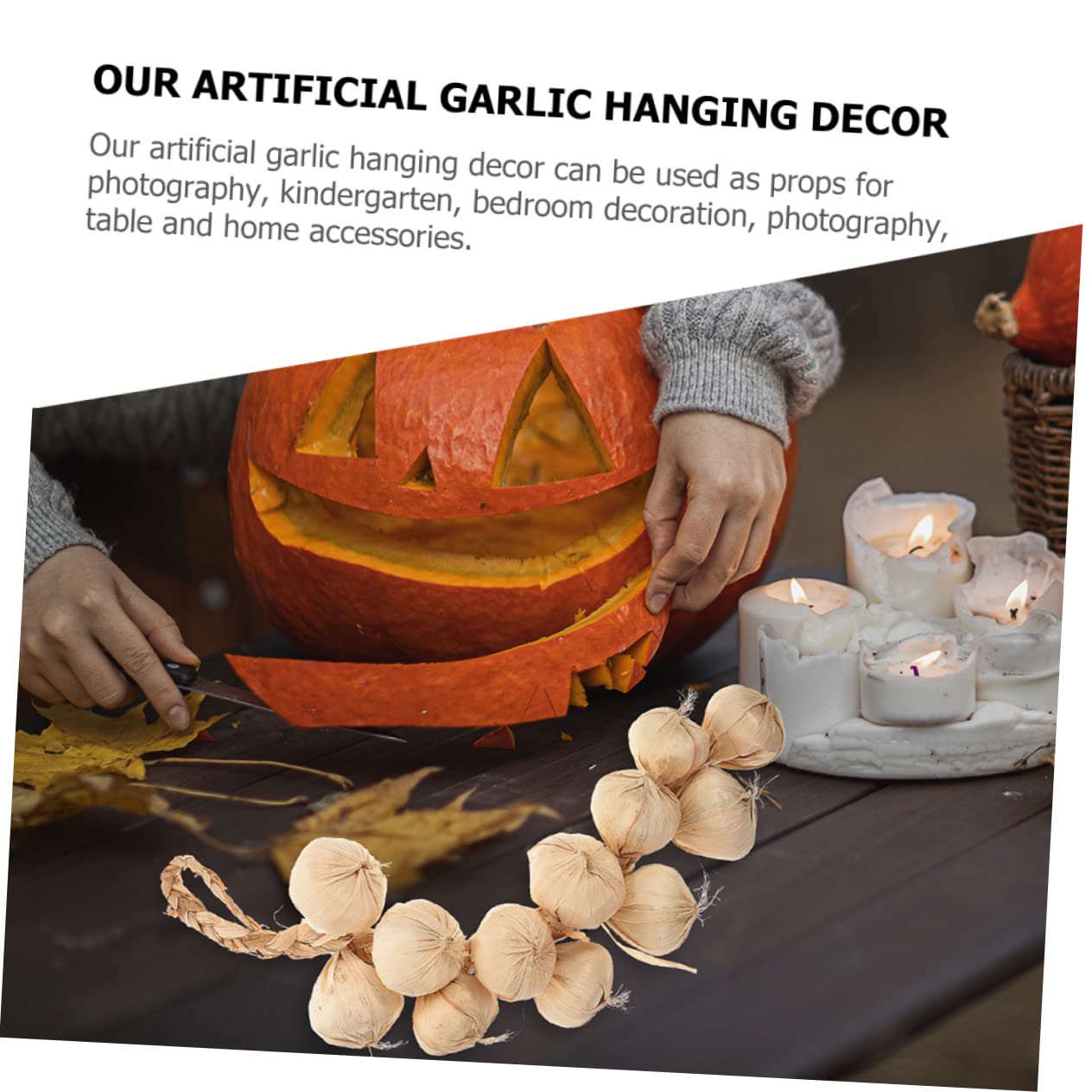 Artibetter Decorazioni Aglio Finto A Treccia - 2 Pezzi Per Cucina, Casa E Ristorante - Aglio Bianco In Schiuma Realistico - Foto 9