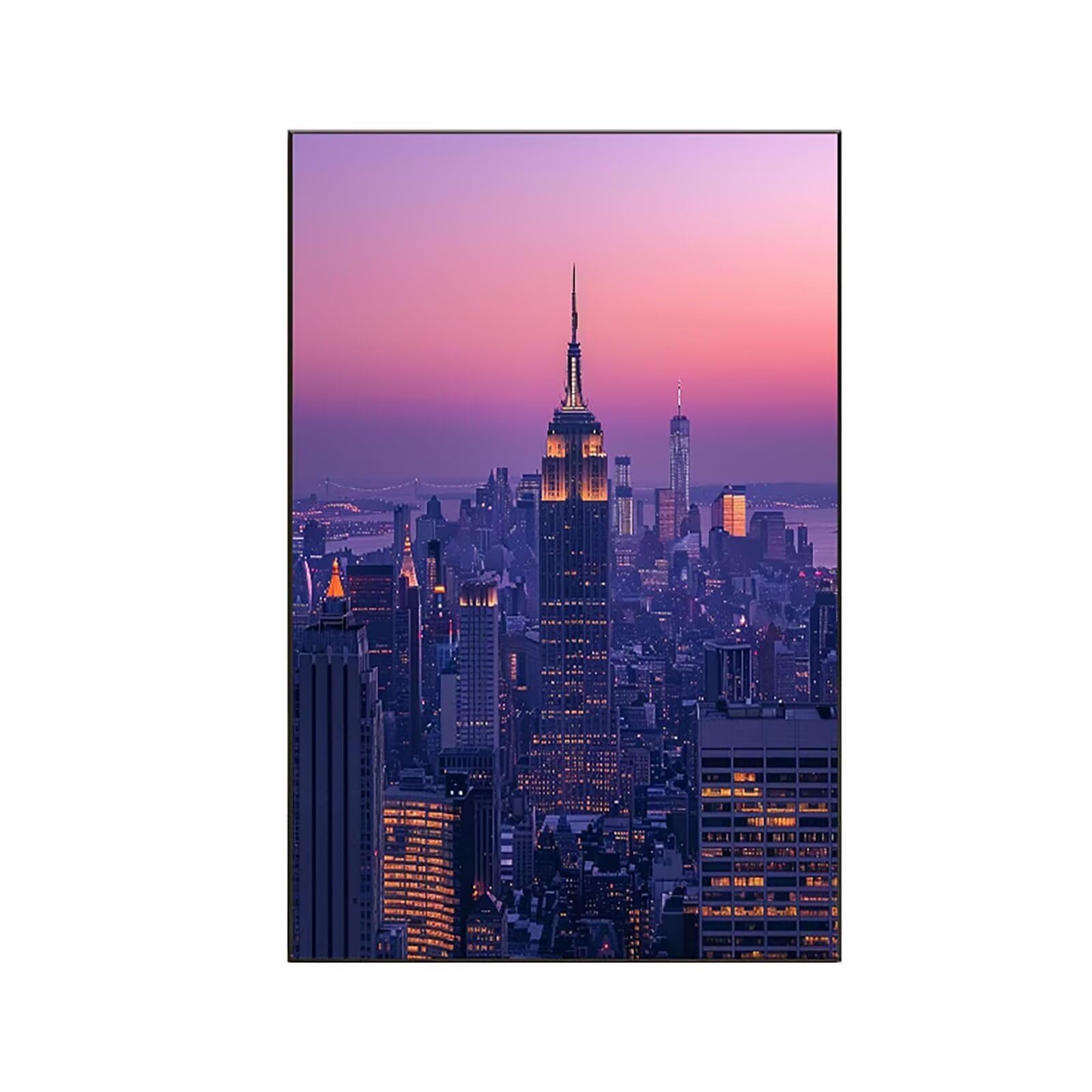 City Paint by Numbers for Adults, Empire State Building Paint by Numbers Kits for Beginners DIY Paint-by-Numbers Kits with Brushes and Color Paintings Crafts for Room Decor, Gifts(32x44 inch) M-N