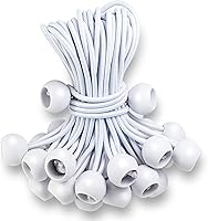 Vista 8 de 50 cuerdas elásticas para bolas, resistentes con bolas para toldo, lona, carga, tienda de campaña, resistente a los rayos UV (15 pulgadas)