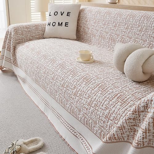 Genérico Cubre Sofa 4 Plazas,Estilo Nórdico Sencillo Manta Cubre Sofa Multiusos para 1 2 3 4 Plazas Mantas Foulard Cómoda,Coffee,180x230cm