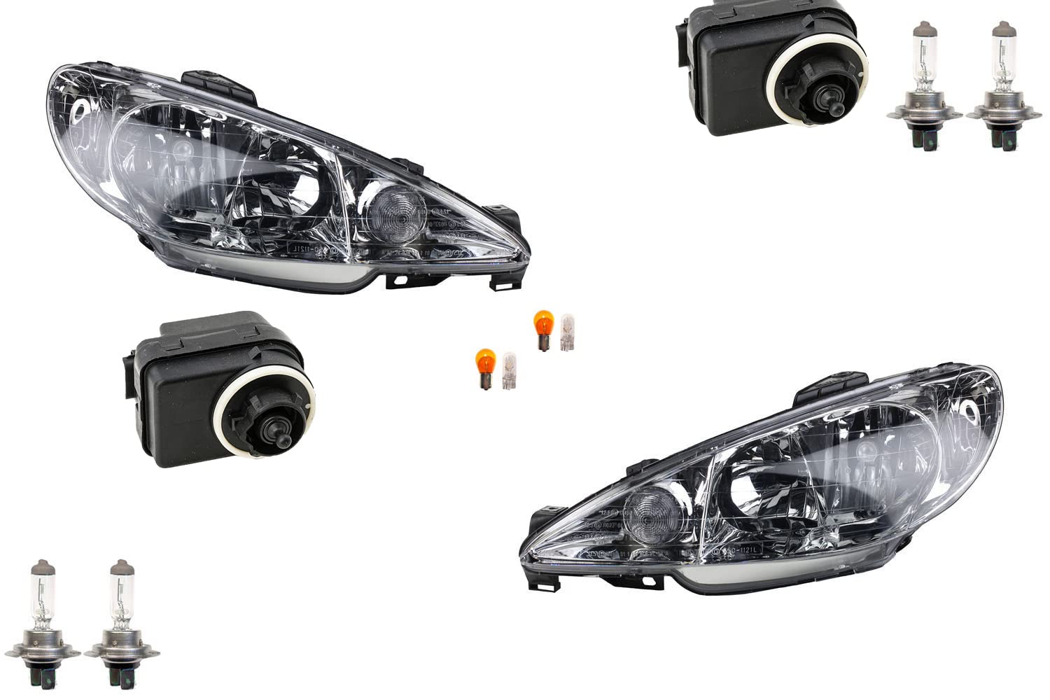 Johns Fari adatti per Peugeot 206 CC 09/98- Illumin. Sinistra Destra + Servomotore