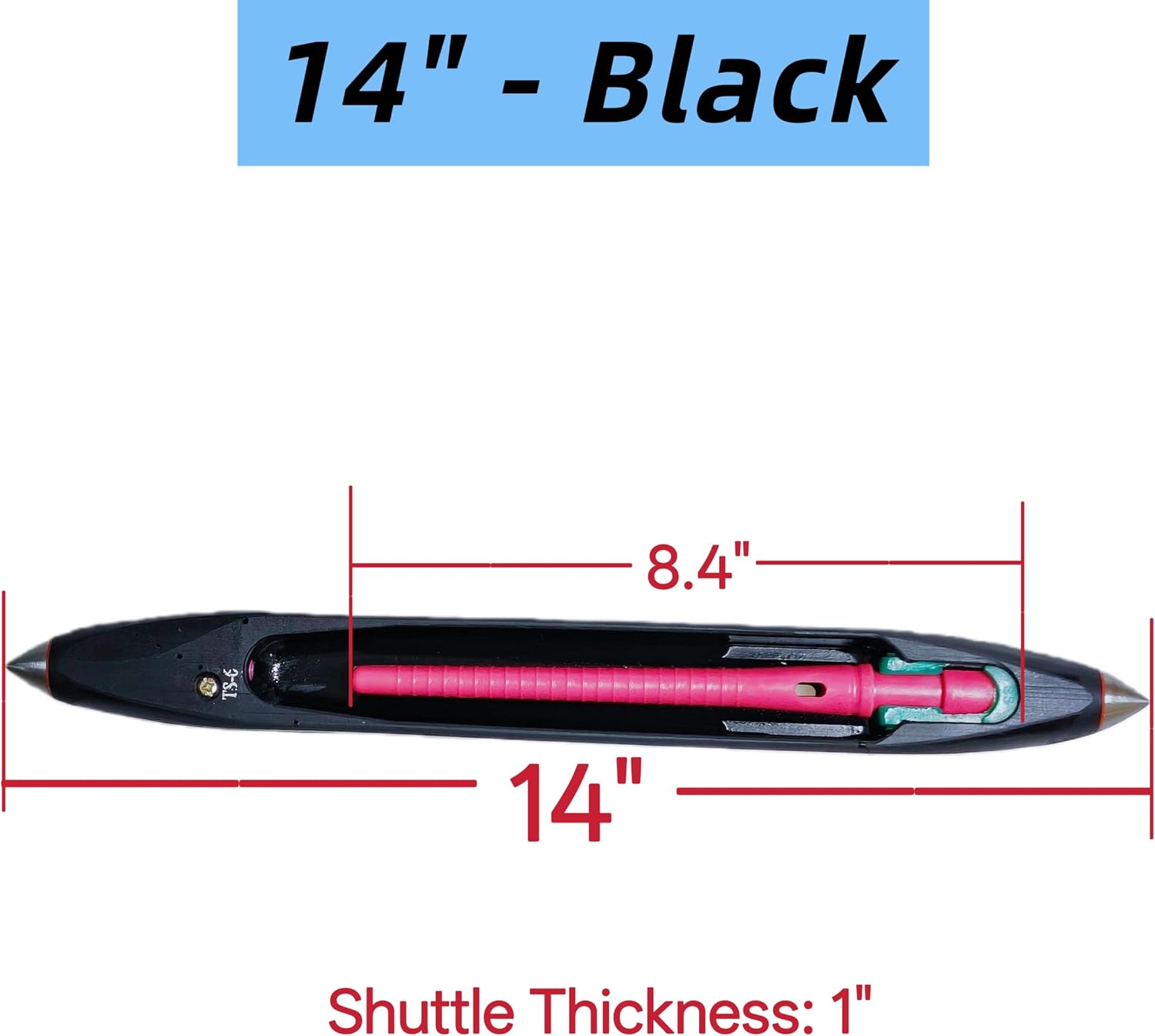 Weaving Machine Shuttle, Boat Shaped Nylon Shuttle,Composite Boat Shuttle for Hand Weaving Machines,Durable and Lightweight Weaving Loom Accessory (14" - Black)