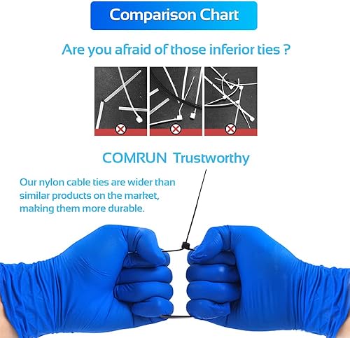 Miniatura 3 de 1000 bridas de nailon de 12 pulgadas, resistencia a la tracción de 50 libras, brida de cable blanca, grado industrial, resistente a los rayos UV,