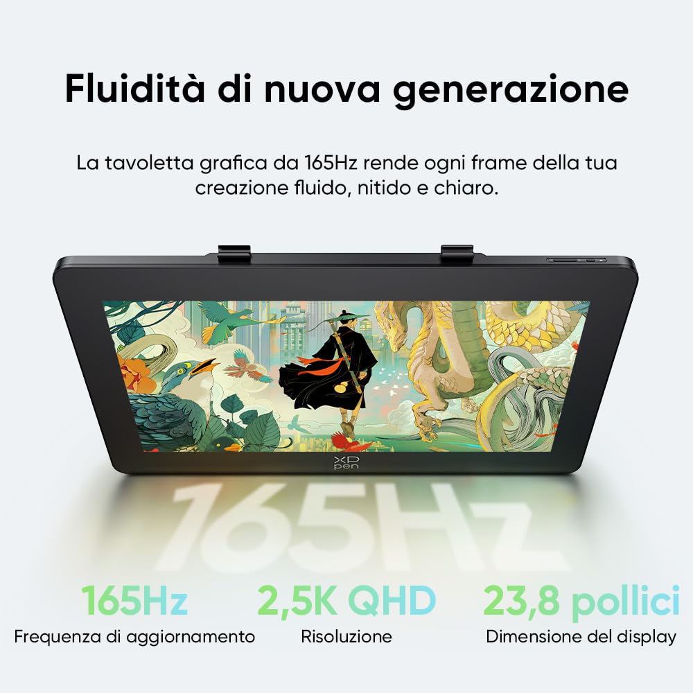 XPPen Artist Pro 24 (Gen 2) 165Hz Tavoletta Grafica con Schermo 2,5K Professionale per Illustratori, Grafici, Artisti di Videogiochi, Animazione, Designer Industriali e Architettonici in 3D