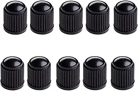 Tampa Válvula Bico Pneu Preto Carro Moto Plástico - Kit com 10 unidades