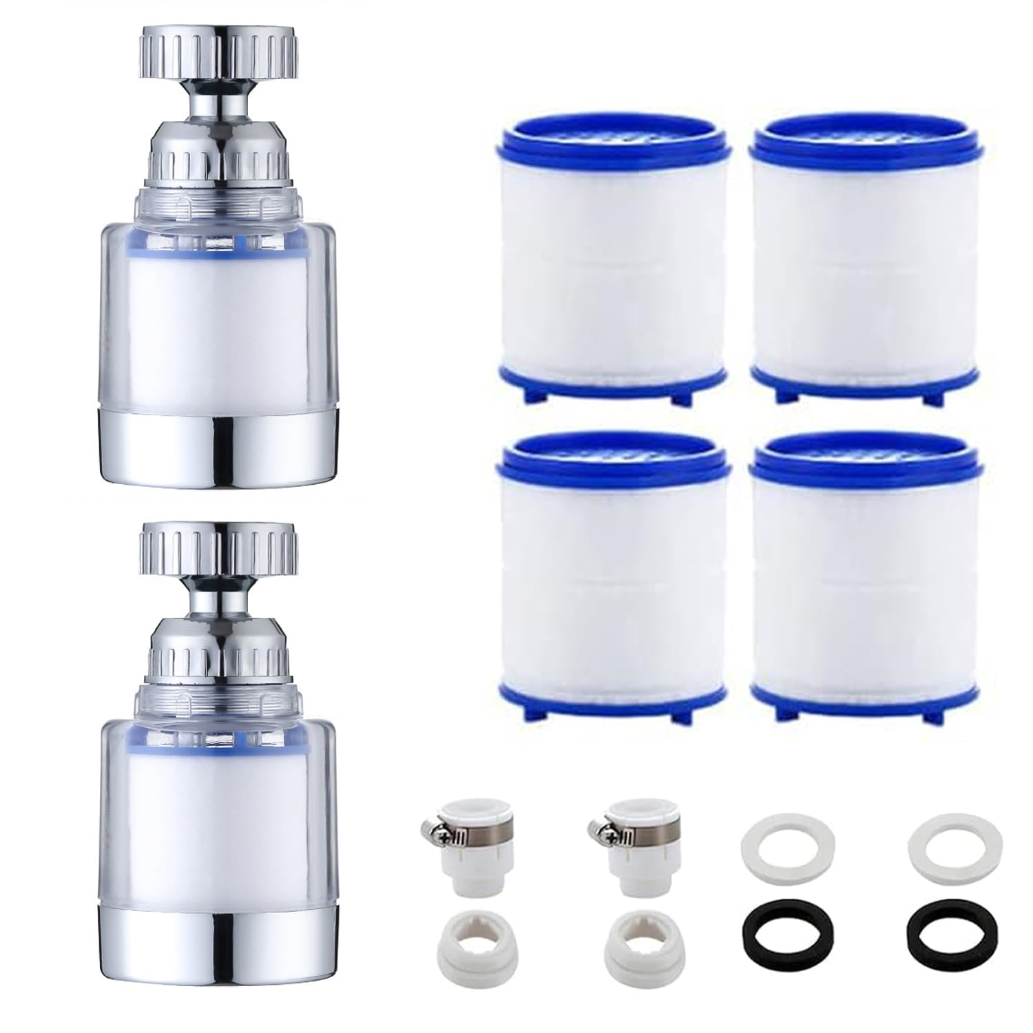 2-Set Sink Water Filters - Universal 360 Degree Rotating Kitchen Faucets, Chlorine & Heavy Metal Removal, Hard Water Filtration, Easy to Install and Clean Water Purifier for Sink,Suitable for Kitchen